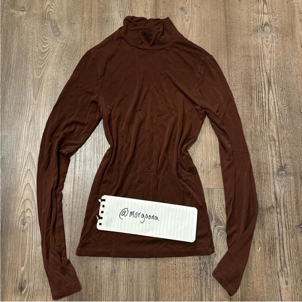 Brown Turtleneck Long Sleeve Top